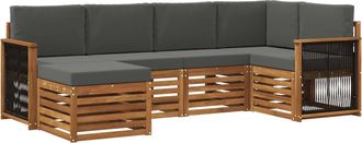 vidaXL Conjunto De Sof&aacute;s De Exterior 5 Uds. Natural Y Antracita Vidaxl