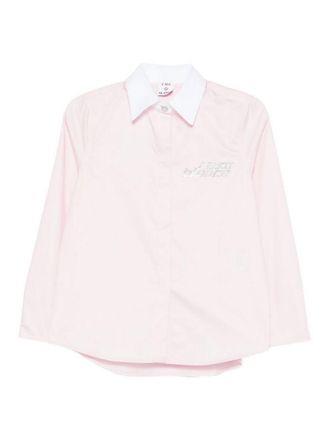 Casablanca Crystal-Embellished Logo Shirt In Pink Cotton