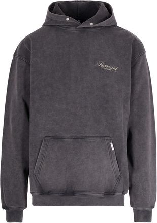Represent Vintage Grey Oversized Hoodie with Screen-Printed Detailing