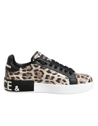 Dolce & Gabbana Bruine Leren Luipaard Lage Sneakers Schoenen
