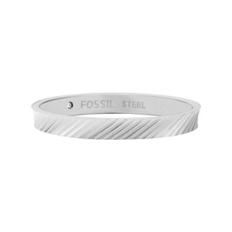 Fossil Womens Harlow Linear Texture Stainless Steel Band Ring