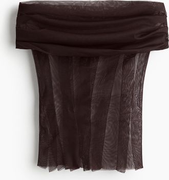 H&M Off-Shoulder-Top aus Mesh - Red