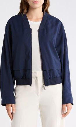BOSS Jirian Virgin Wool Bomber in Dark Blue at Nordstrom Rack, Size 8