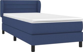 vidaXL Cama Box Spring Con Colch&oacute;n Tela Azul 80x200 Cm Vidaxl