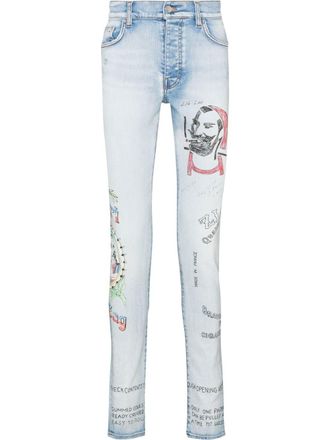 Amiri Jeans skinny con stampa Amiri x Zig Zag - Blu