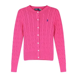Polo Ralph Lauren Cardigans, female, Pink, Size: XS Crewneck Cardigan