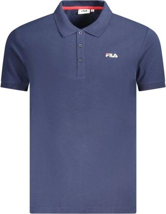 Fila Tops, Heren, Blauw, S, Katoen, Blauw Katoenen Poloshirt met Borduursel