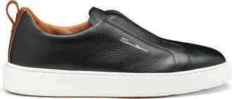 Santoni Pebbled Leather Slip-On Sneakers