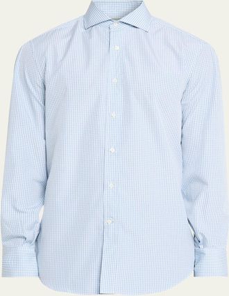 Brunello Cucinelli Mens Gingham Check Long-Sleeve Shirt