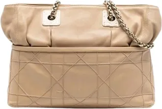 Dior Pre-owned Handbags, female, Beige, Size: ONE SIZE Pre-owned Vintage Leather Tote