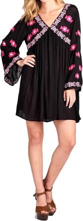 Velzera Embroidered Bell Sleeve Dress - Plus In Black