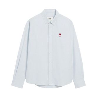 Ami Formal Shirts, male, Blue, Size: XL Clear Blue Cotton Shirt Aw25