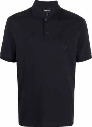 Giorgio Armani Polo shirt met geborduurd logo - Heren - Polos - Blauw - L - Katoen - Tops