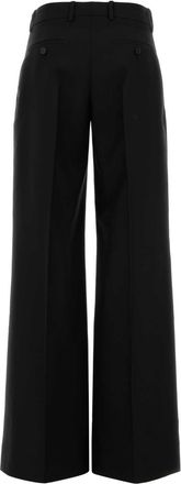 Alexander McQueen Womens Wool Blend Wide-Leg Trousers Black Mohair