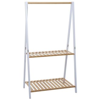 Hhg [nunca Usado] Estanter&iacute;a Para Plantas De Bamb&uacute; Hhg-367, Escalera Para Flores, Escalera Para Plantas, Estanter&iacute;a Para Ba&ntilde;o, Barra, 2 Estantes, 130 X 70