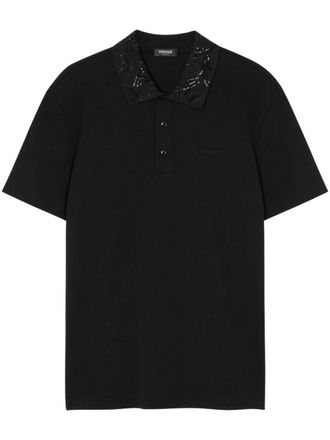 Versace Barocco poloshirt verfraaid met pailletten - Zwart