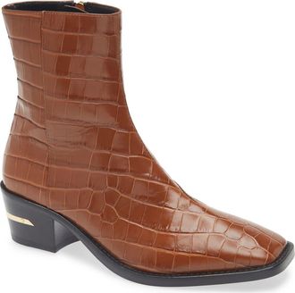 Amiri MA Logo Croc Embossed Boot in Dark Brown at Nordstrom, Size 10Us