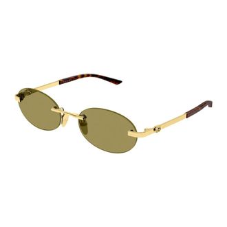 Gucci Ovaal montuur zonnebril - Dames - Accessoires - Geel - Maat: 55 MM Nylon