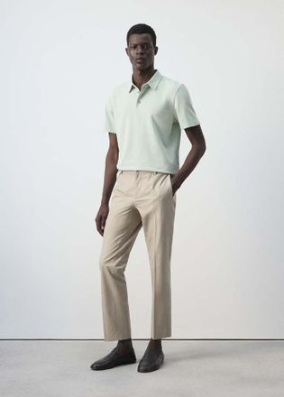 Mango Polo slim-fit cotone piqu&eacute; verde pastello - Uomo - XXL - MANGO MAN