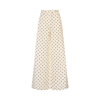 Msgm Wide Trousers, female, White, Size: 2XS Polka Dot Wide-Leg Trousers