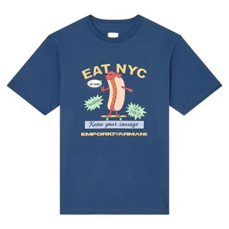 Emporio Armani T-shirt met ronde hals - Heren - T-shirts - Blauw - S - Katoen - Tops