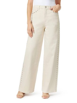 Habitual Gemma Studded Wide Leg Jeans In Ecru