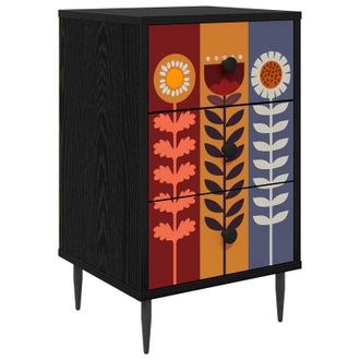 vidaXL Mesa De Noche Essen Roble Negro 36 X 33 X 61 Cm Vidaxl