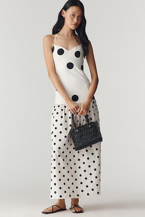 S/W/F Dotted Halter Maxi Dress