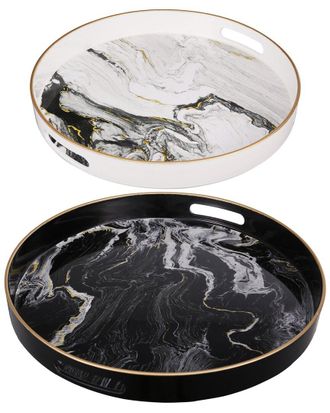 A&B Home Discontinued A&B Home Set Of 2 Quinn Round Trays