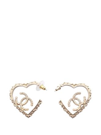 Chanel Orecchini a cerchio CC placcati oro con strass 2025