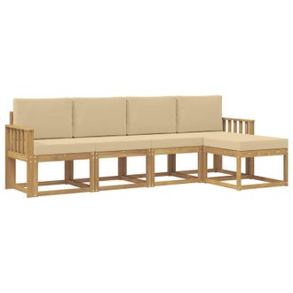 vidaXL Conjunto De Sof&aacute;s De Exterior Con Coj&iacute;n 5 Pcs Y Beige Vidaxl