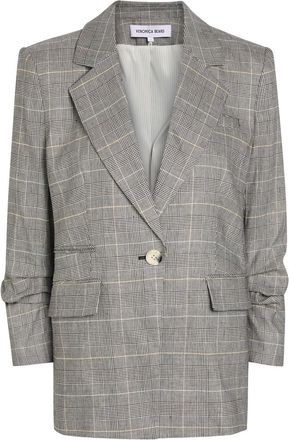 Veronica Beard Battista Checked Linen-blend Blazer - Black - 12 (UK16 / XL)