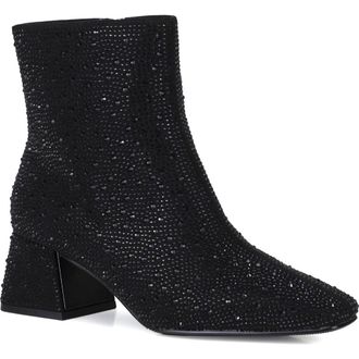 Lady Couture Rhinestone Block Heel Bootie in Black at Nordstrom, Size 11