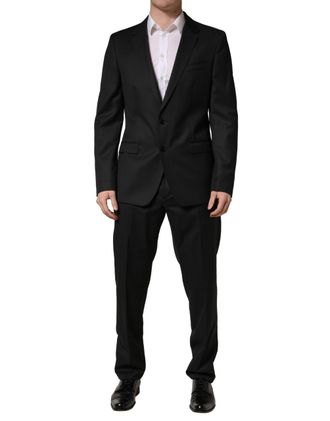 Dolce & Gabbana Black Wool 2 Buttons Formal 2 Piece Mens Suit (Pre-Owned)