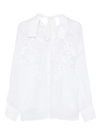 Ermanno Scervino Shirt in white with floral embroidery