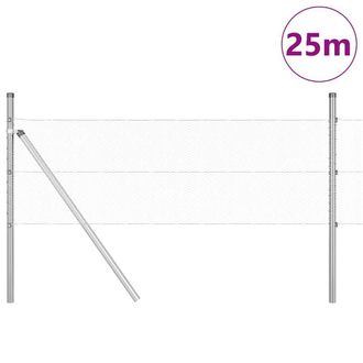 Berkfield Home Hexagon Fence 0.8x25 m Galvanised Steel in Silver