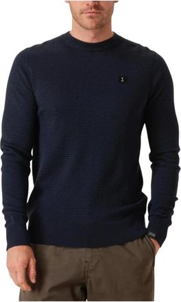 Butcher of Blue Truien & Vesten, Heren, Blauw, L, Wol, Navy Crew Neck Sweater Structuur