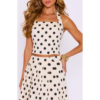 VICI Collection Cami Polka Dot Halter Top in Cream/Black at Nordstrom, Size Medium