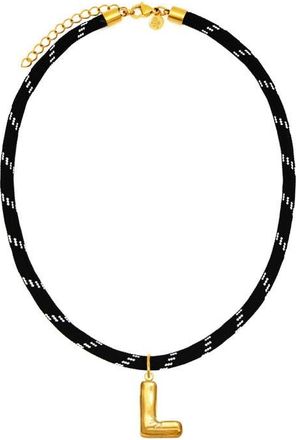 Petit Moments Bubble Initial Pendant Cord Necklace in Black-L at Nordstrom