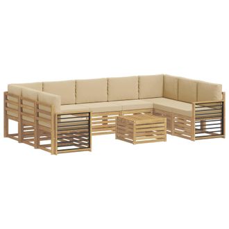 vidaXL Conjunto De Sof&aacute;s De Exterior 10 Uds. Y Beige Poli&eacute;ster Vidaxl