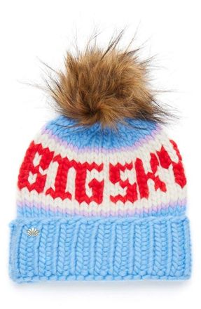 Lele Sadoughi Big Sky Merino Wool Beanie with Faux Fur Pompom in Arctic Lavender at Nordstrom