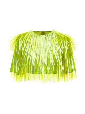 Sportmax Yellow Embellished Crew Neck Top