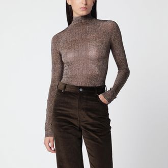 Maison Margiela Body dolcevita marrone con motivo spigato