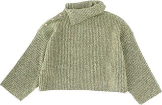 Ganni Side Button Closure Sweater - Green