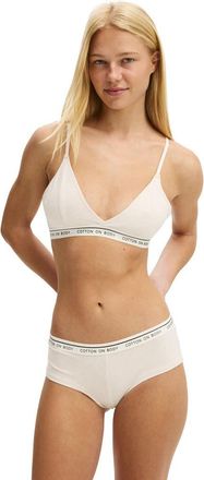 Cotton On Womens Branded Cotton Cross Over Bralette in Butterscotch Marle at Nordstrom, Size Xx-Small