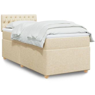 vidaXL Vidaxl - Cama Box Spring Con Colch&oacute;n Tela Color Crema 90x200 Cm
