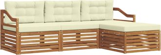 vidaXL Conjunto De Sof&aacute;s De Exterior 4 Uds. Natural Y Crema Vidaxl