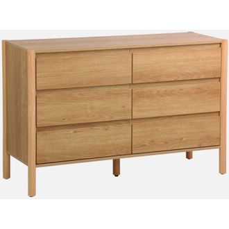 Sweeek Sweeek - Cómoda con decoración de madera, 6 cajones, Harmony, Natural, 120x42x78 cm