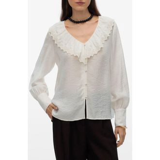 Vero Moda Billy Chelsea Collar Button-Up Shirt in Snow White at Nordstrom Rack, Size Medium