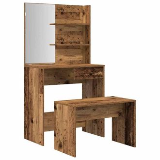 Berkfield Home Dressing Table Set Old Wood Engineered Wood in Brown